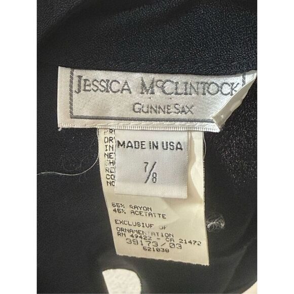 Vintage Jessica McClintock Gunne Sax 90’s Little Black Mini Racerback Dress 7/8 - Picture 6 of 11